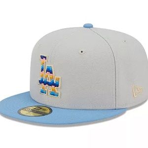 Men's New Era Natural Los Angeles Dodgers Beach Front 59FIFTY Fitted Hat